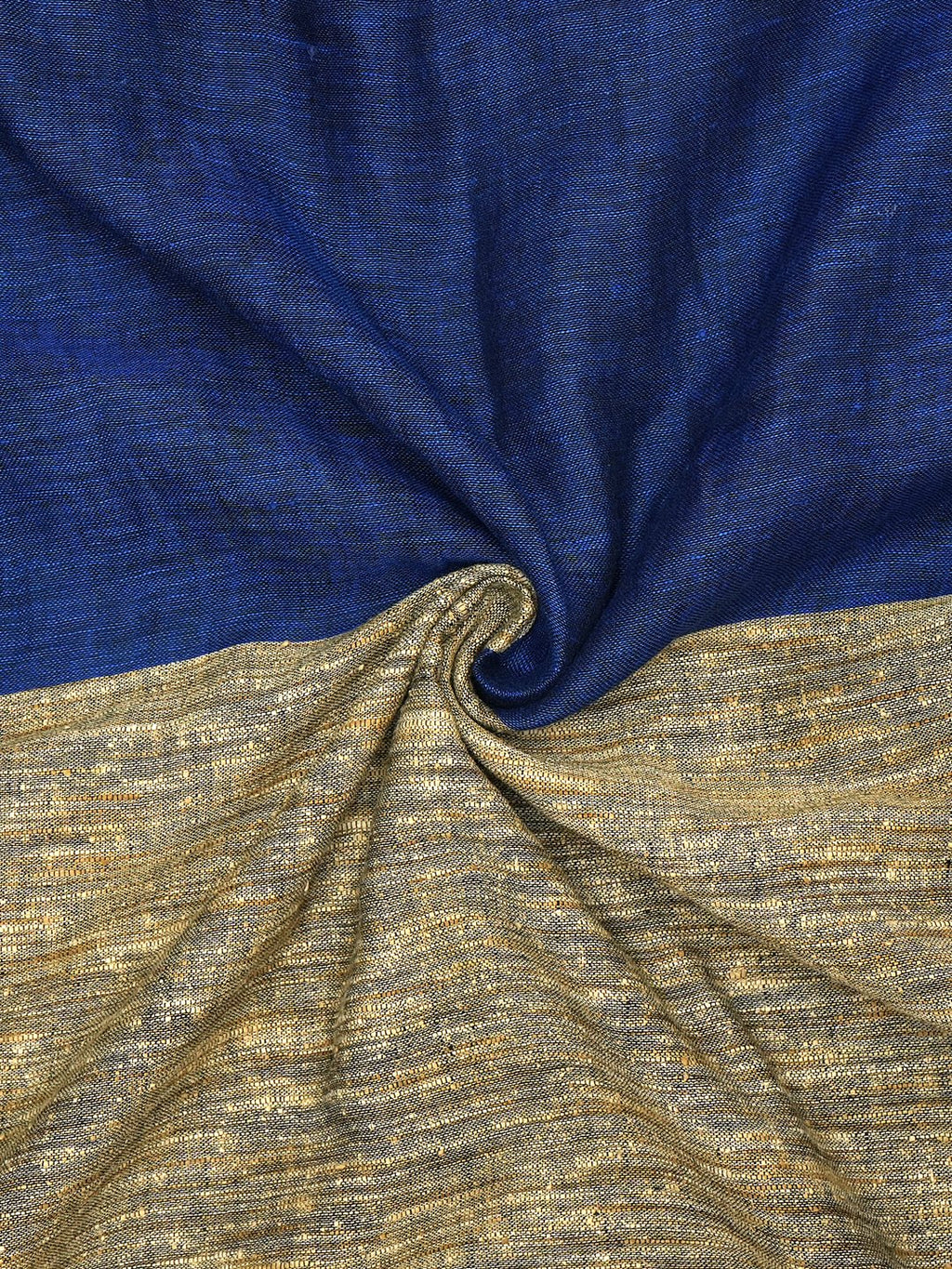 Azure Blossom Pure Linen Saree in Blue & Green