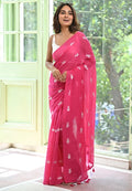 Pink Mul Cotton Saree with Fish Print