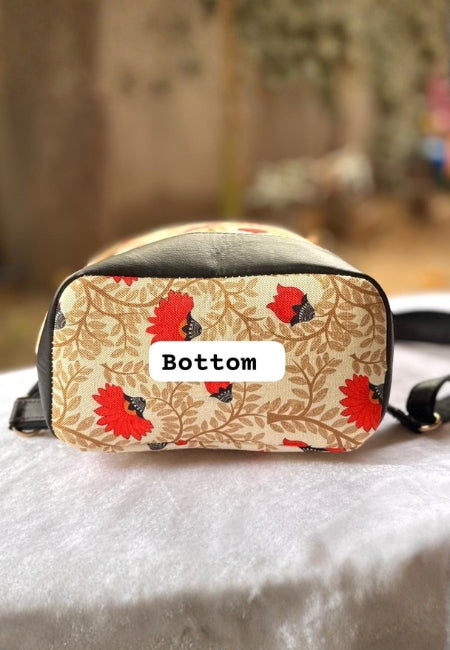 Red Floral Vine Print Stylish Everyday Backpack for Women