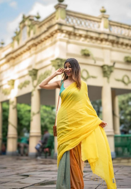 Khadi  Saree Yellow