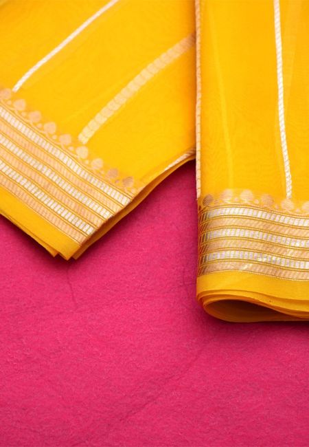 Golden Elegance EFAB NATION Pure Yellow Saree with Blouse Piece