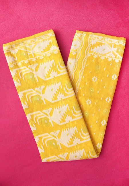Golden Elegance EFAB NATION Pure Yellow Saree with Blouse Piece
