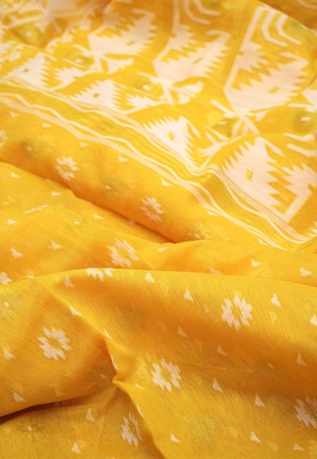 Golden Elegance EFAB NATION Pure Yellow Saree with Blouse Piece