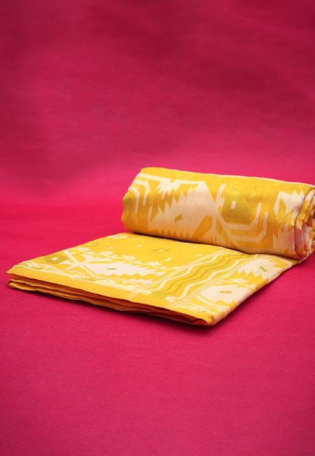 Golden Elegance EFAB NATION Pure Yellow Saree with Blouse Piece