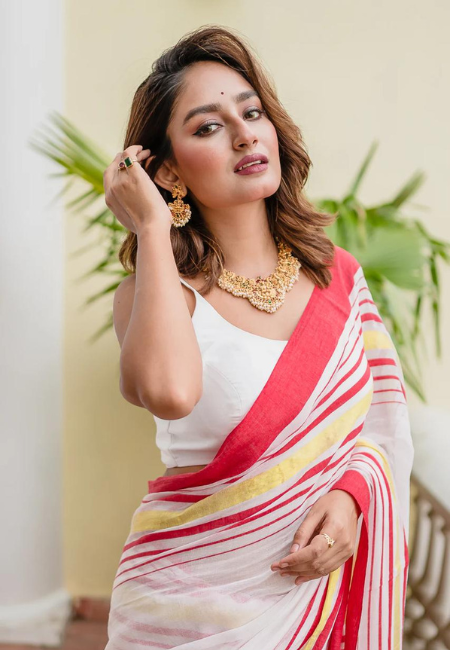Soft Mul Cotton Saree – White with Red & Yellow Borders (No Blouse Piece)