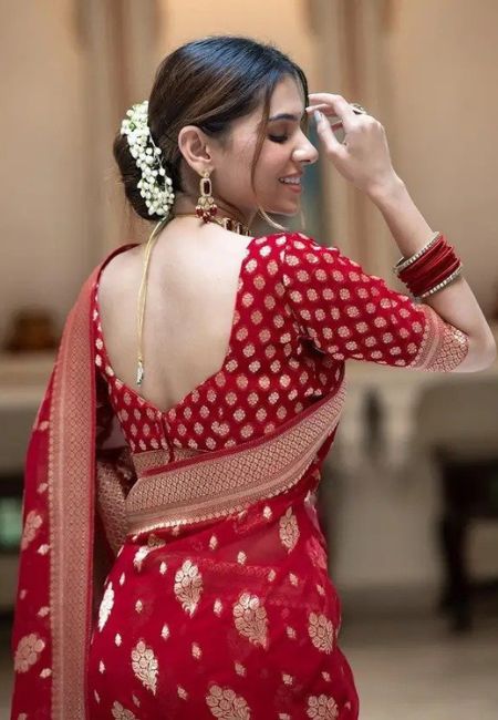 Majestic Red Semi-Georgette Silk Water Zari Saree – Lightweight & Premium Finish