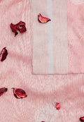 Peach Blossom Pure Chanderi Silk Saree with Yellow Self-Design and Rose Gold Border