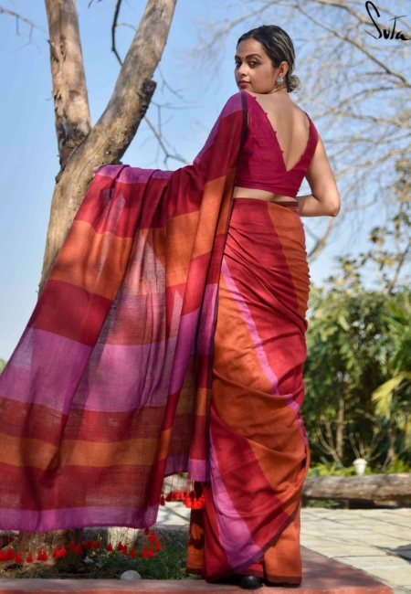 Women Pink Saree