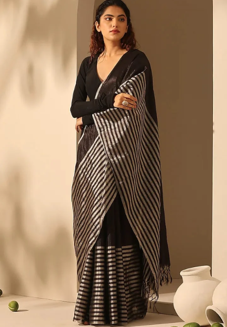 Pure Tissue Silk Saree-Black