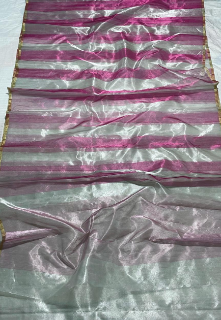 Exclusive Designer Pure Handwoven Fancy Chanderi Tissue Silk Saree