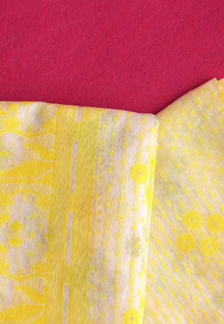 Unstitched Golden Aura Pure Cotton Jamdani Suit Material Set