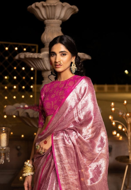 Pure Handloom Masrai Silk in Deep Magenta
