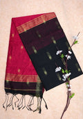 Pure Handloom Cotton Silk Saree in Red & Black