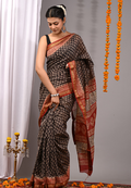 Maheshwari Silk Handblock Printed Saree with Natural Dyes
