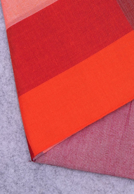 Rose Flame Pure Handloom Cotton Saree in Pink & Red