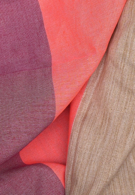 Rose Flame Pure Handloom Cotton Saree in Pink & Red