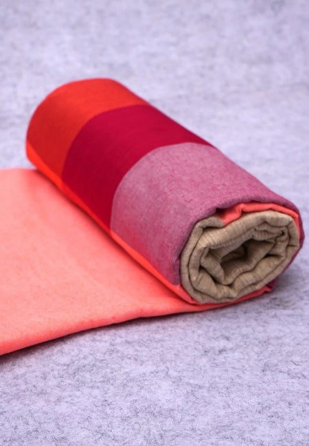 Rose Flame Pure Handloom Cotton Saree in Pink & Red