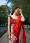 Khadi  Saree Red
