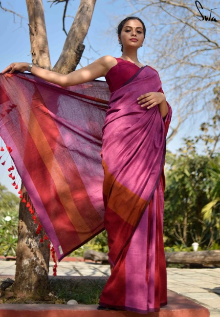 Women Pink Saree