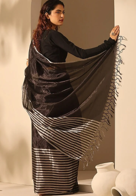Pure Tissue Silk Saree-Black