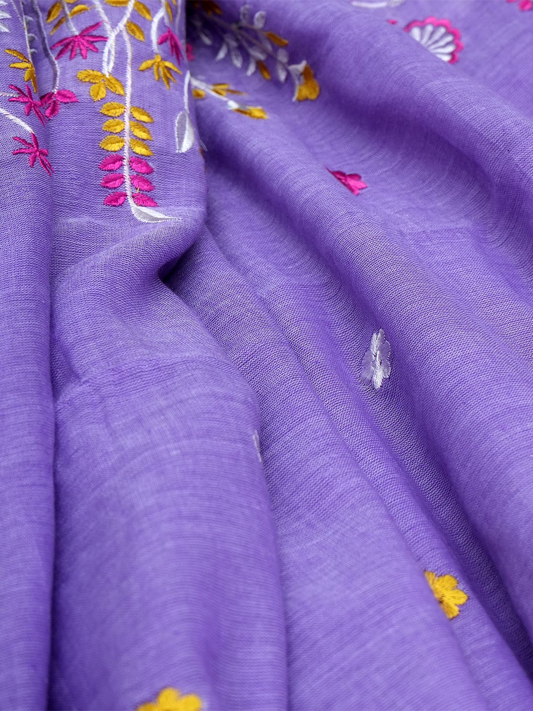 Lilac Whisper Embroidered Pure Handloom Cotton Saree