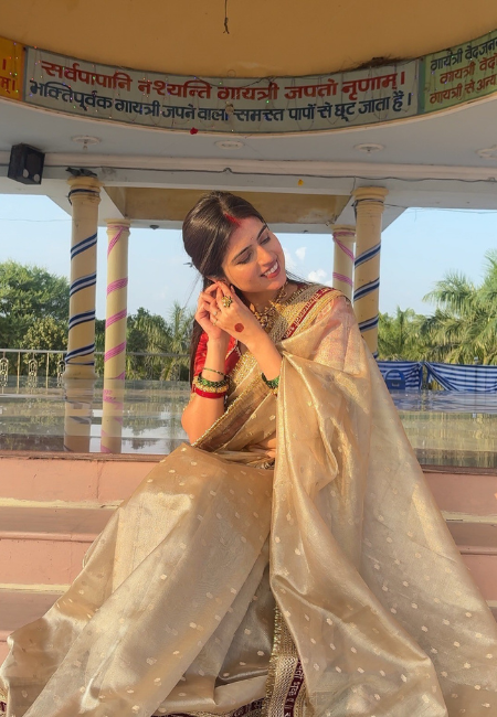 Beautiful Banarasi Semi Tissue Silk Saree with Premium Lace Work