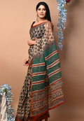 Elegant Handcrafted Kota Doriya Saree with Block, Dabu & Bagru Prints