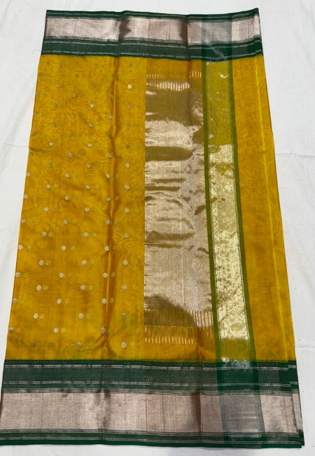 Golden Yellow Pure Tissue Handloom Saree with Zari Work