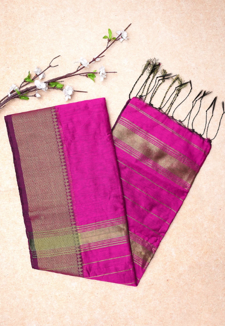 Magenta Majesty Pure Handloom Cotton Silk Saree