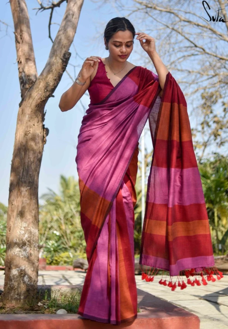 Women Pink Saree