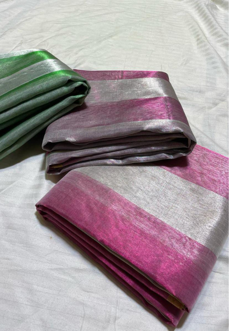 Exclusive Designer Pure Handwoven Fancy Chanderi Tissue Silk Saree