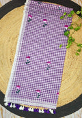 Purple Pure Cotton Embroidered Saree with Lace Border & Tassel Pallu
