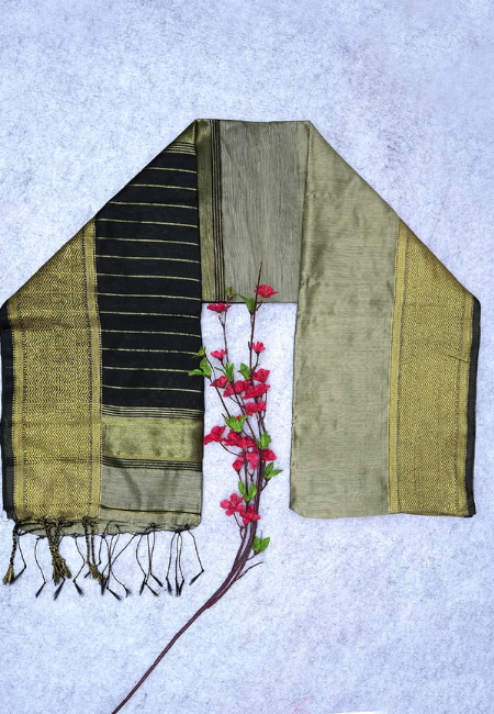 Midnight Grace Pure Handloom Cotton Silk Saree in Black