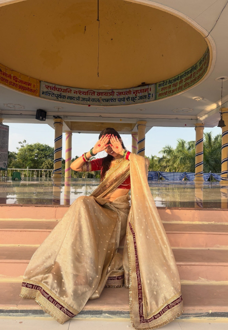 Beautiful Banarasi Semi Tissue Silk Saree with Premium Lace Work