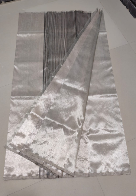 Silver Tissue Silk Chanderi Saree with Running Blouse