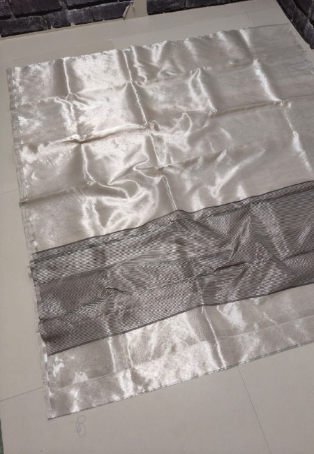Silver Tissue Silk Chanderi Saree with Running Blouse