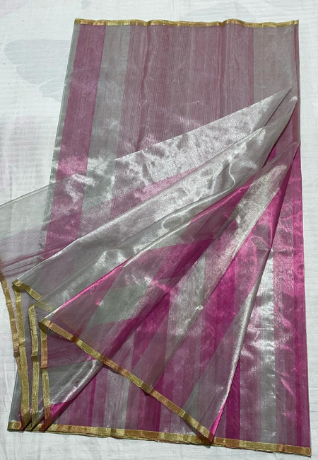 Exclusive Designer Pure Handwoven Fancy Chanderi Tissue Silk Saree