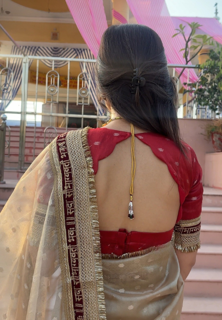Beautiful Banarasi Semi Tissue Silk Saree with Premium Lace Work