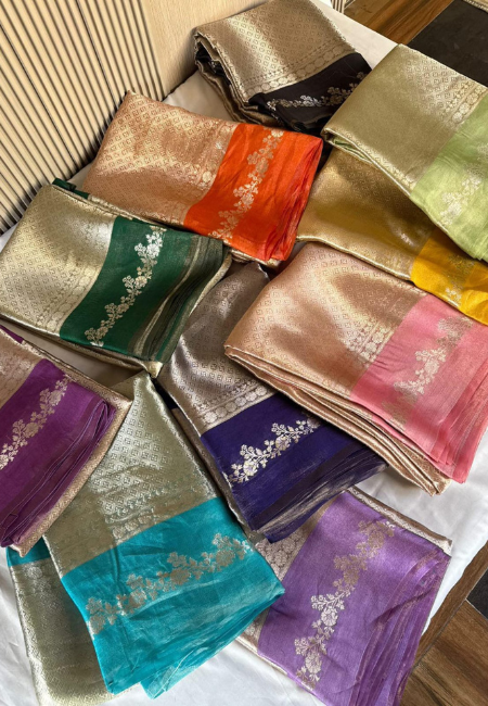 Banarasi Pure Tissue Silk Saree with Real Rashami Zari Weaving & Silk Mark Certification
