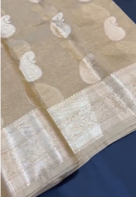 Radiant Golden Banarasi Cotton Tissue Silk Saree