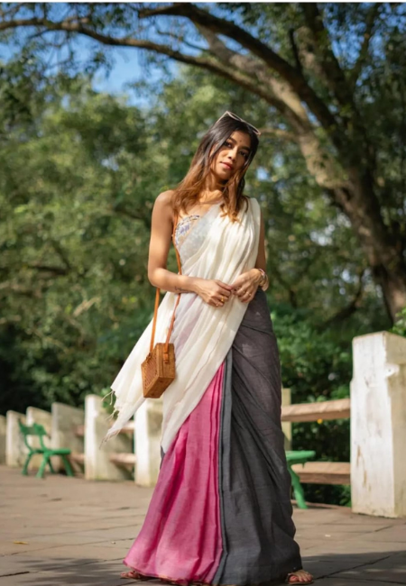 Khadi  Saree White