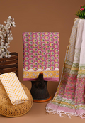 Unstitched Cotton Suits With Kota Doria Dupatta Muted Pink