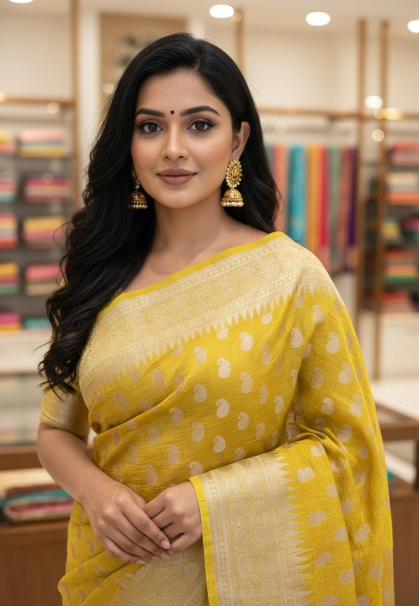 Yellow Semi Tissue Silk Saree with Rich Woven Zari Border