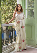 Elegant Mulmul Cotton Saree with Embroidery Detailing