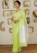 Green Whisper  Pure Linen Saree