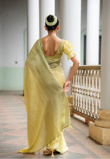 Lemon Zest Pure Linen Saree