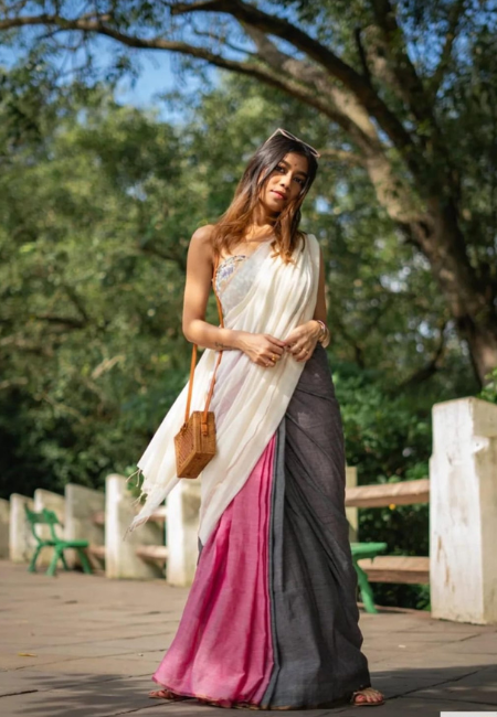 Khadi  Saree White