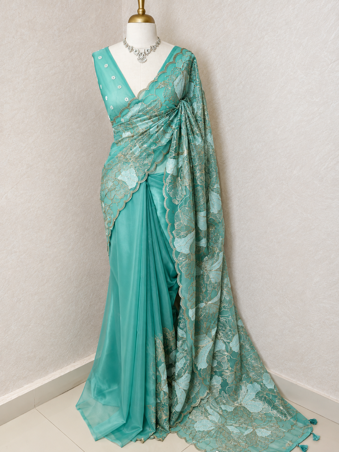 Organza Saree with Turkish Embroidery