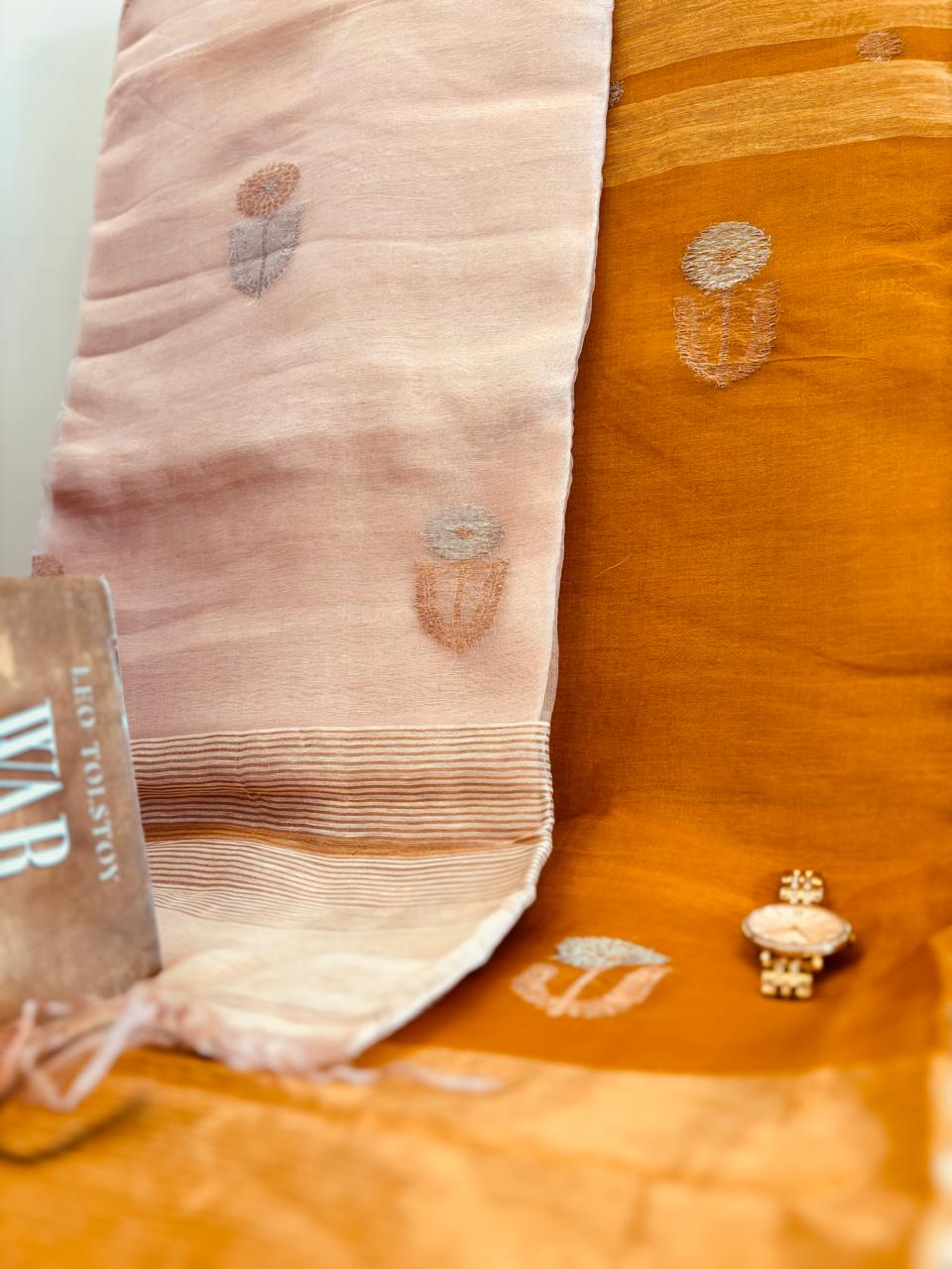Pure Matka Zari Woven Silk Saree in Musturd Shade