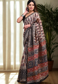 Elegant Handblock Chanderi Cotton Silk Saree  Multi Motif Design